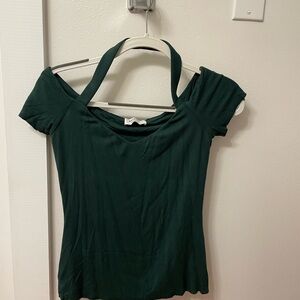 Bailey 44 Dark Green Off-Shoulder Crop Top